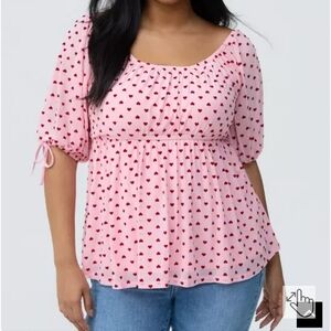 NWOT Torrid Pink Heart Pattern Blouse